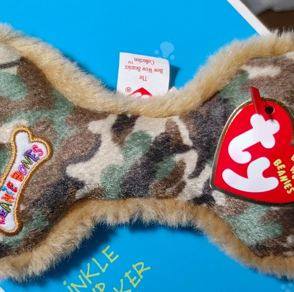 Bow Wow Beanies Ty Camouflage Beanie Bone Crinkle Squeak Small Dog Toy - Picture 3 of 4